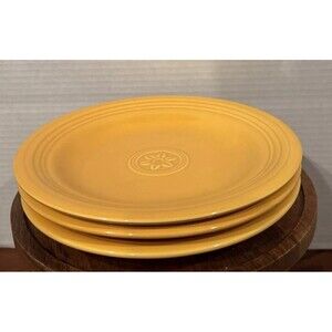 Set of 3 ONEIDA Petals Bright Marigold Yellow 8 inch Round SALAD PLATES Flower